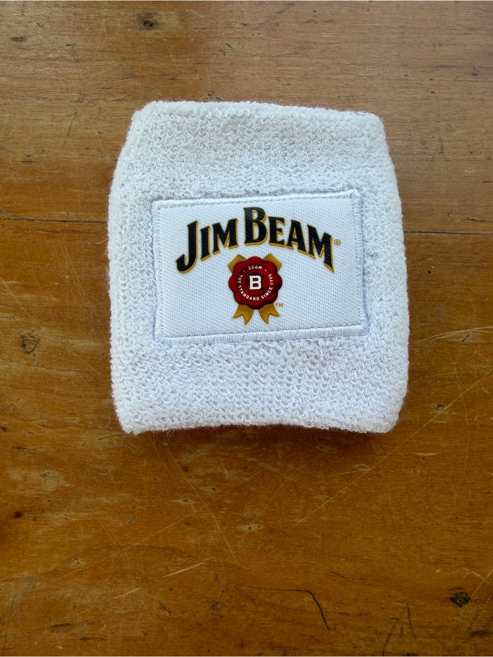 Vintage Jim Beam Bourbon Whiskey White Terrycloth Wristband Sweatband NOS Promo